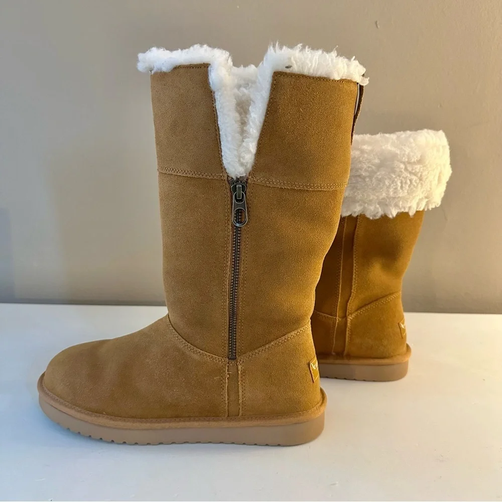Koolaburra by Ugg Tan Suede Fold Over Zipper Boots